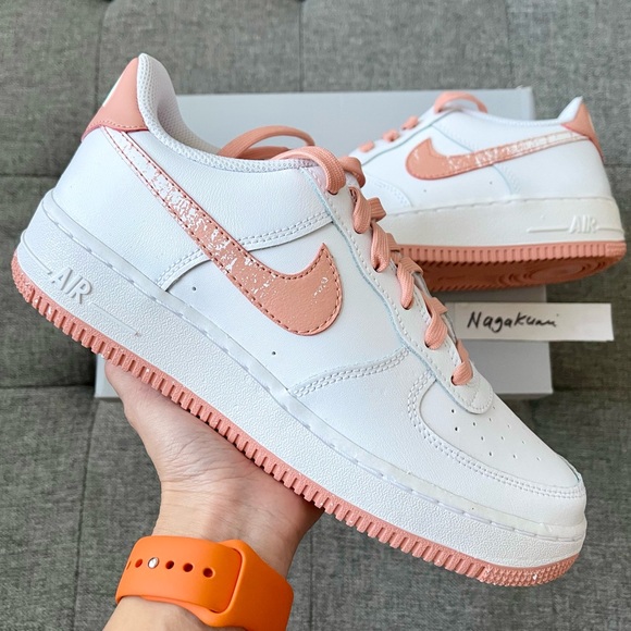 🌸 Nike Air Force white pastel pink shoes (big kids)